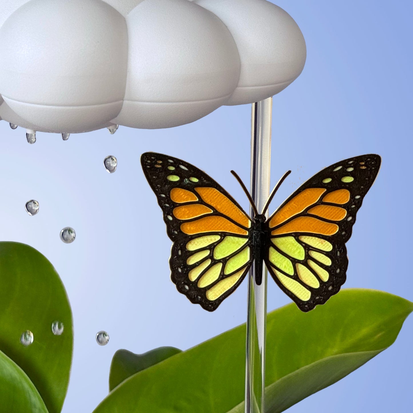 Original Dripping Rain Cloud with Orange Butterfly Charm – Clouds