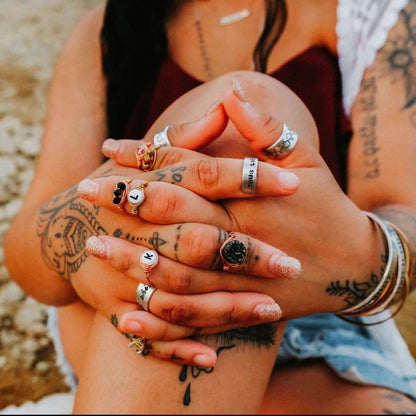 Moon Phases Celestial Silver Ring – Hand Stamped Lunar Jewelry