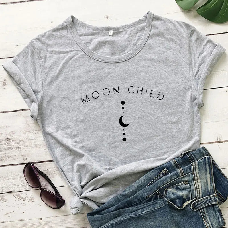 Moon Child T-Shirts – Gray clothing