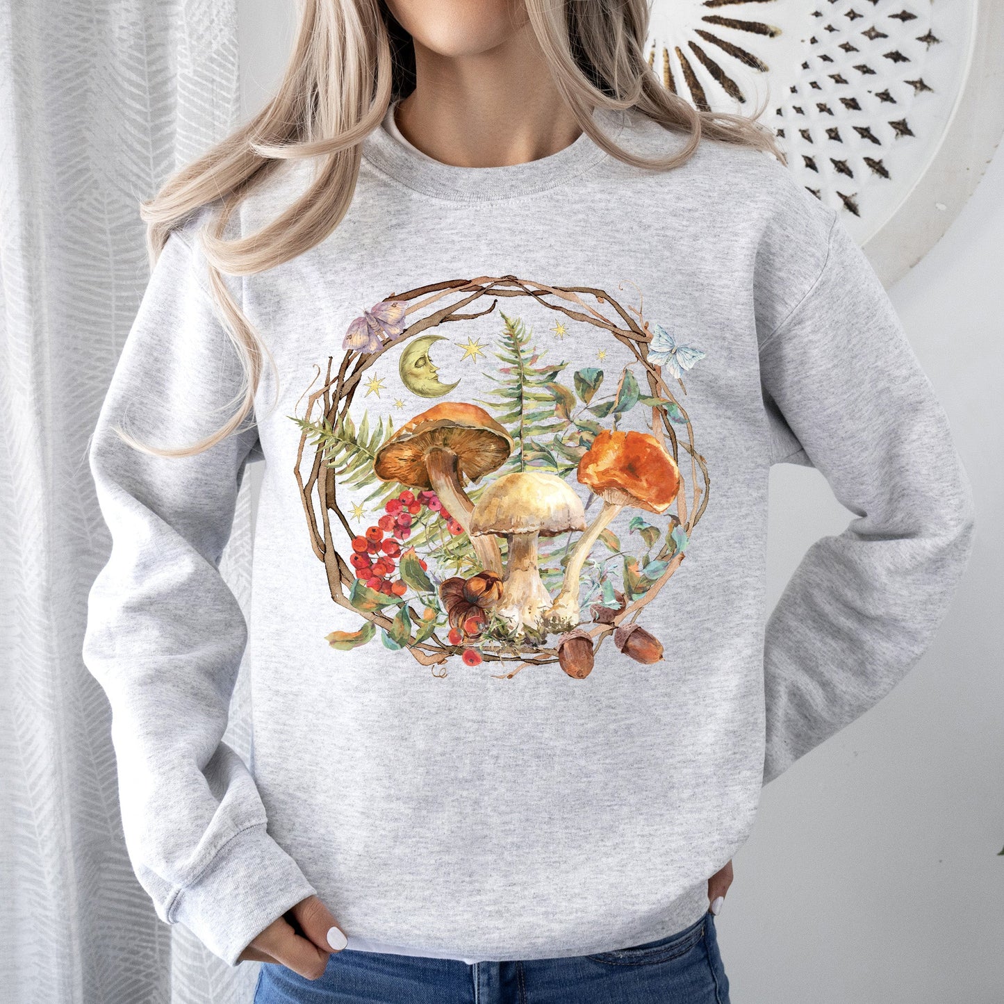 Moon, Moth And Mushrooms - Sweatshirt