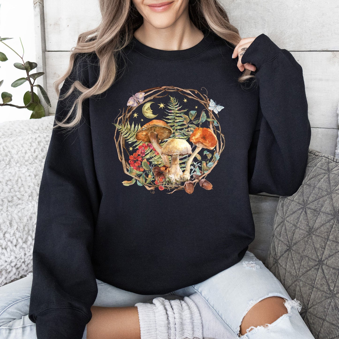 Moon, Moth And Mushrooms - Sweatshirt