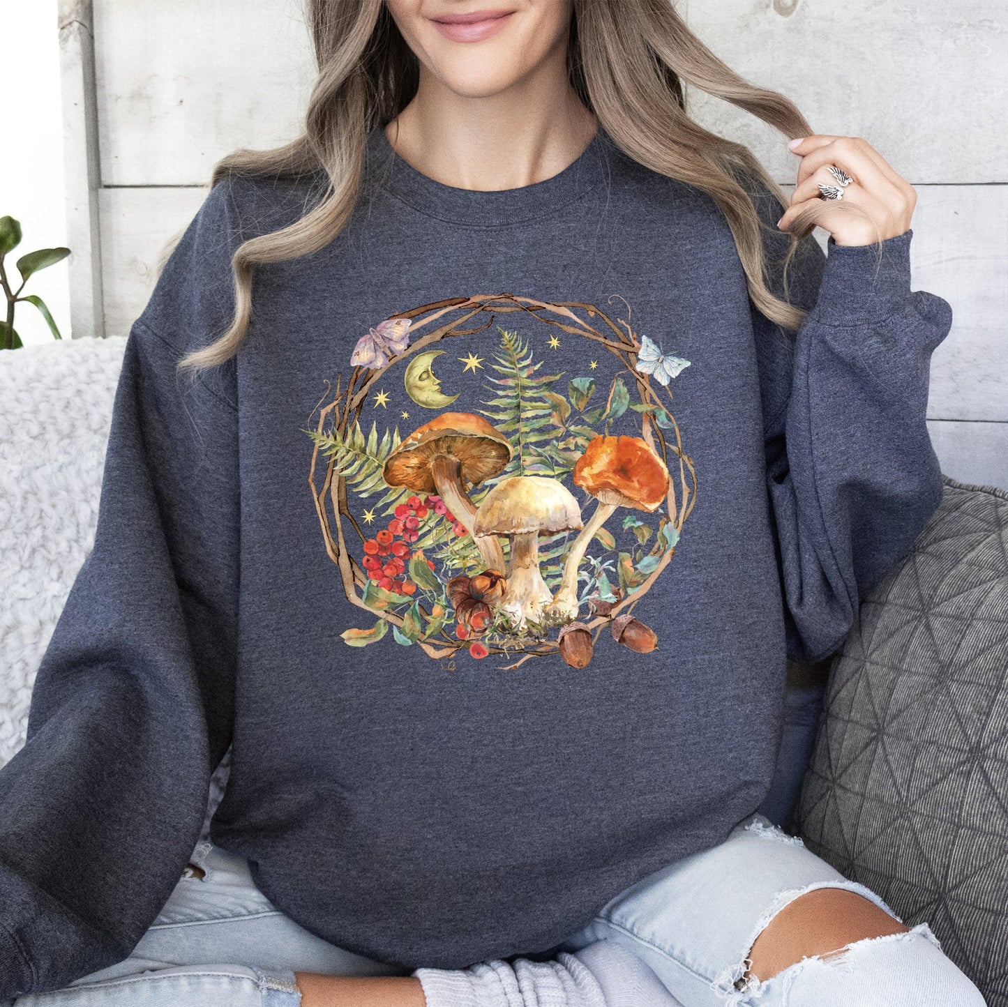 Moon, Moth And Mushrooms - Sweatshirt