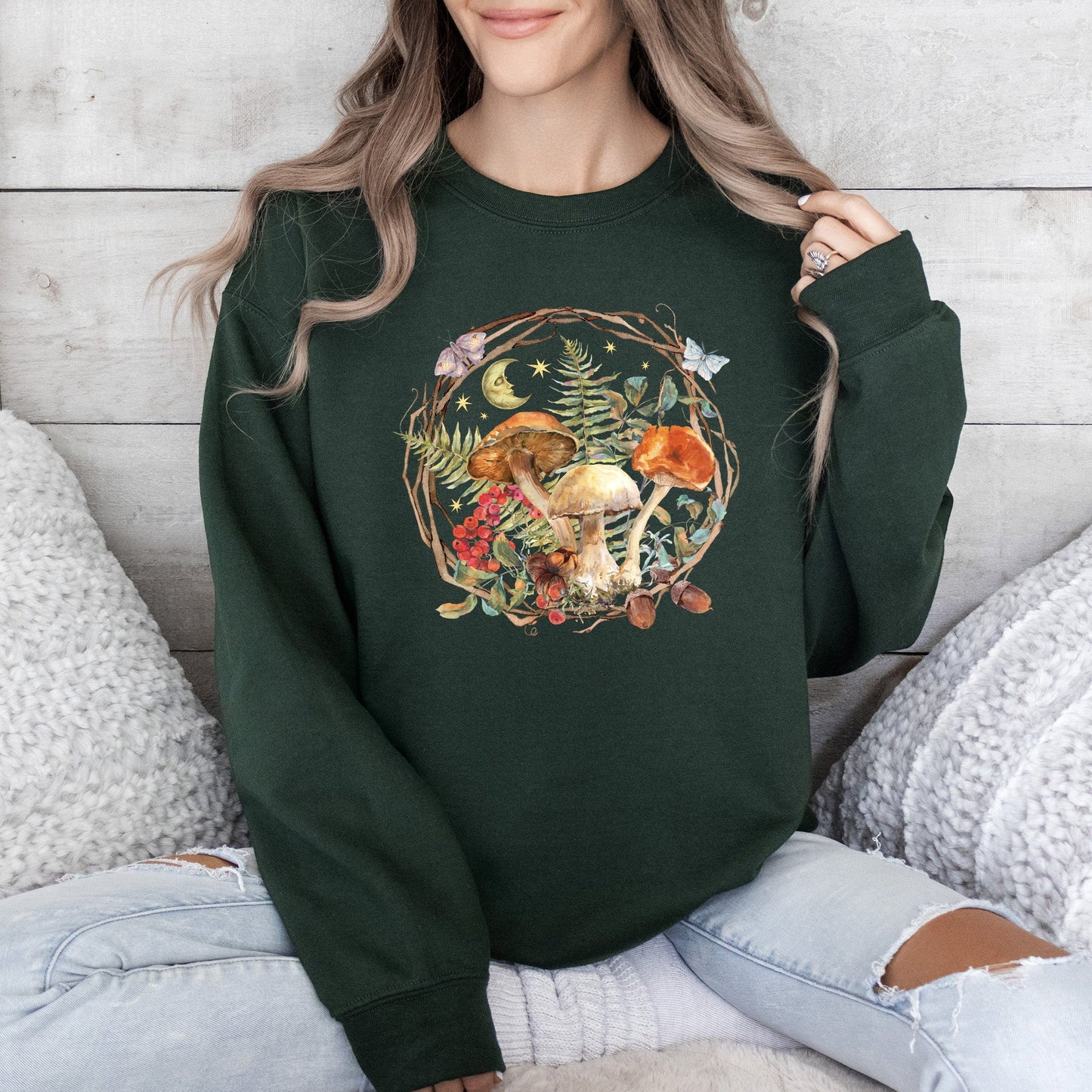 Moon, Moth And Mushrooms - Sweatshirt