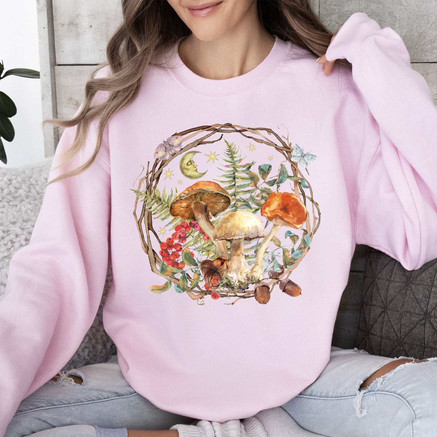 Moon, Moth And Mushrooms - Sweatshirt