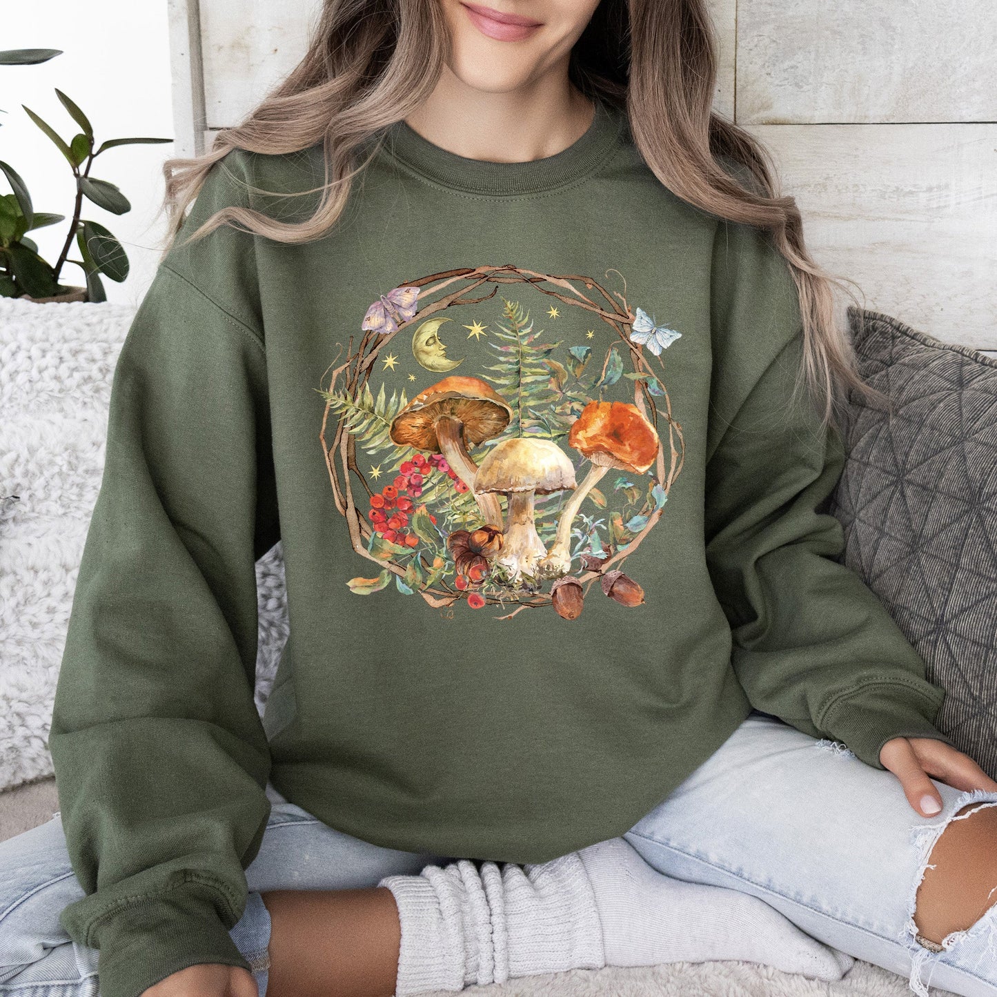 Moon, Moth And Mushrooms - Sweatshirt