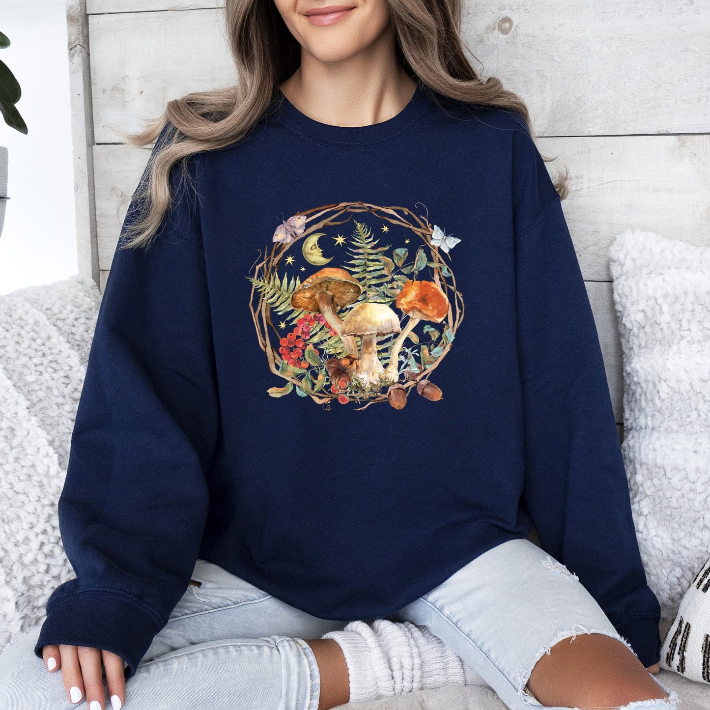 Moon, Moth And Mushrooms - Sweatshirt