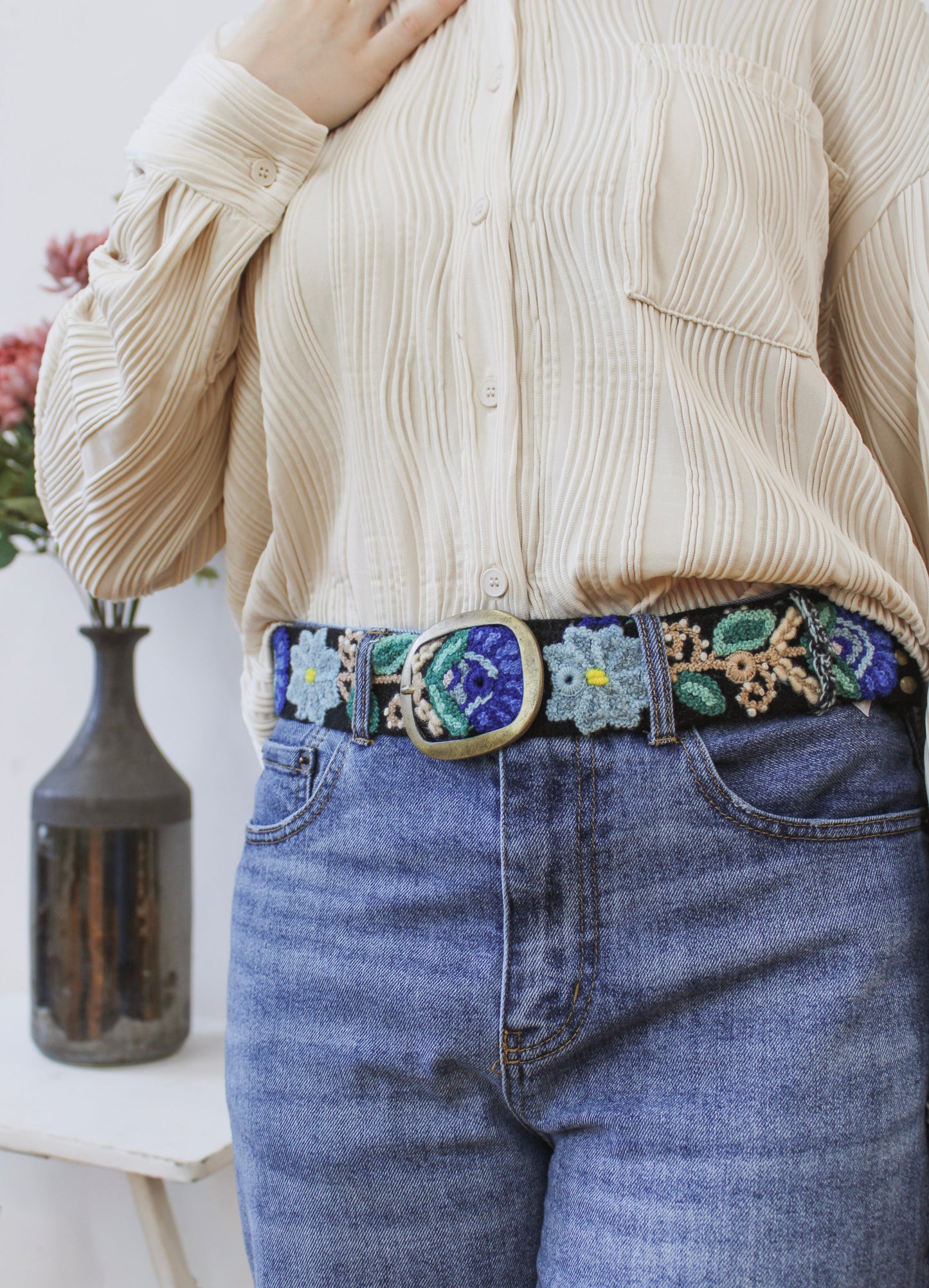Moonlit Garden Embroidered Belt – belt