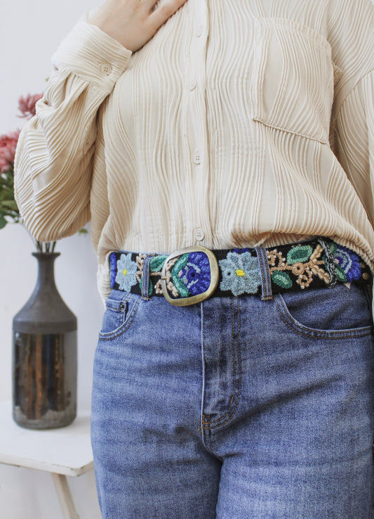 Moonlit Garden Embroidered Belt