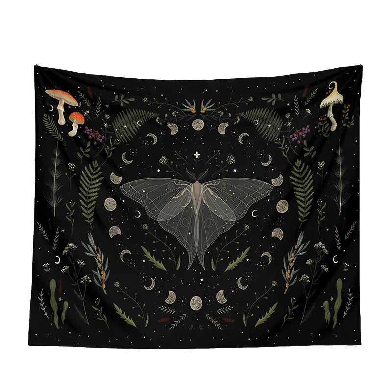 Moon Phase Black Tapestry