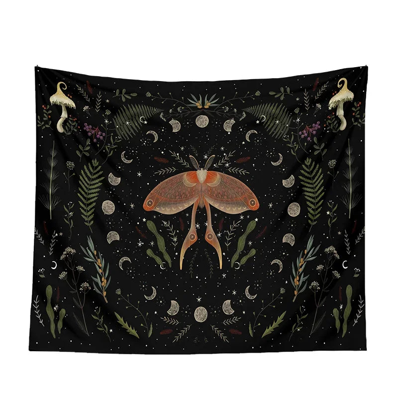 Moon Phase Black Tapestry