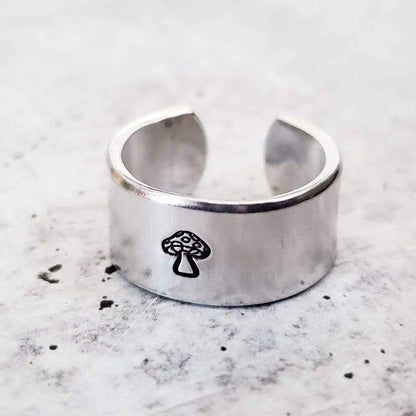 Mushroom Silver Ring – Hand Stamped Nature-Inspired Jewelry
