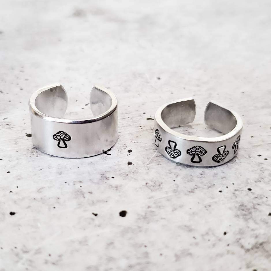 Mushroom Silver Ring – Hand Stamped Nature-Inspired Jewelry