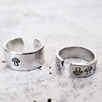 Mushroom Silver Ring – Hand Stamped Nature-Inspired Jewelry