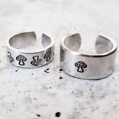 Mushroom Silver Ring – Hand Stamped Nature-Inspired Jewelry