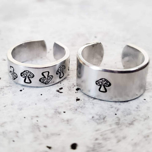 Mushroom Silver Ring – Hand Stamped Nature-Inspired Jewelry
