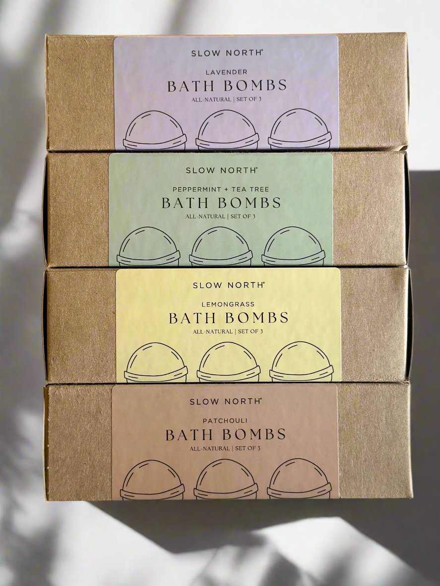 Natural Bath Bomb Set – Peppermint + Tea Tree (Set of 3)