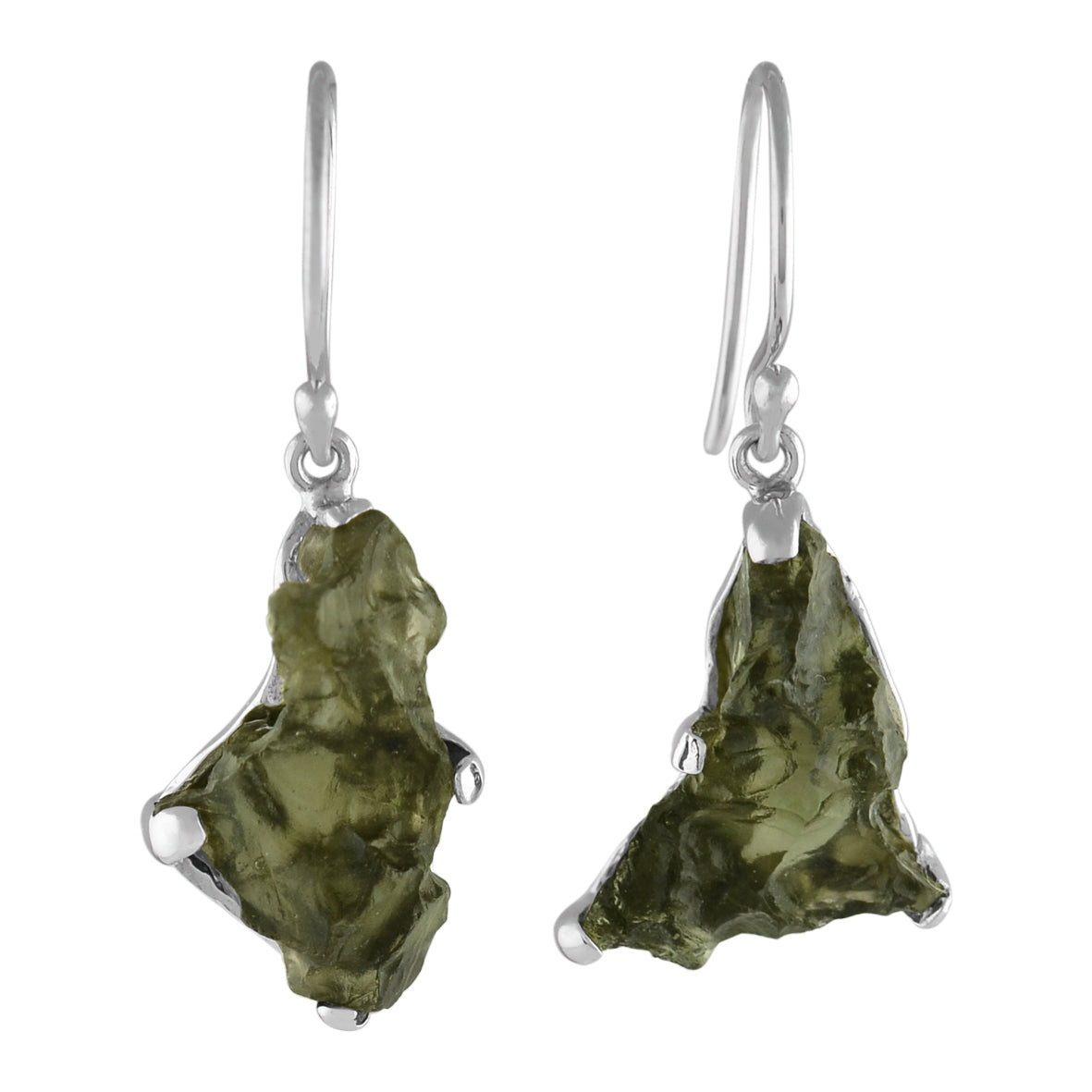 Moldavite Earrings Sterling Silver Raw Crystal Dangle, with authentication! – Crystal Earrings