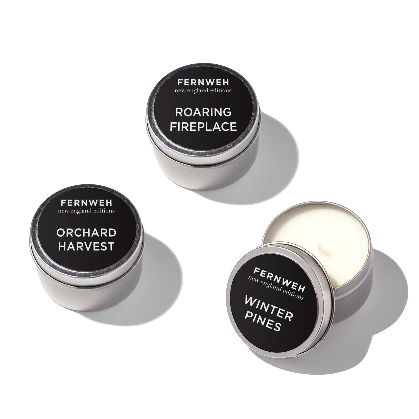 Roaring Fireplace Scented Soy Candle – 3 Travel Set New England