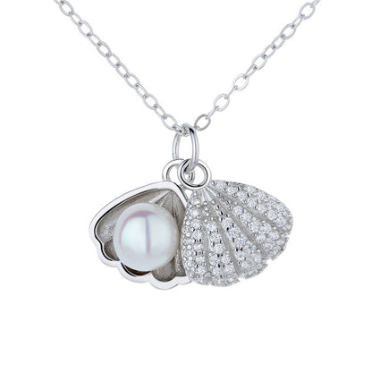 Shell Pearl Singapore Chain Necklace – Minimalist Style | White Gold & Yellow Gold