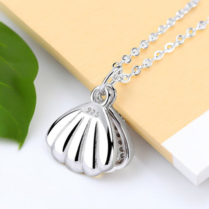 Shell Pearl Singapore Chain Necklace – Minimalist Style | White Gold & Yellow Gold
