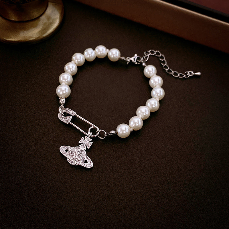Planet Pearl Pin Necklace & Bracelet Set – Celestial Jewelry
