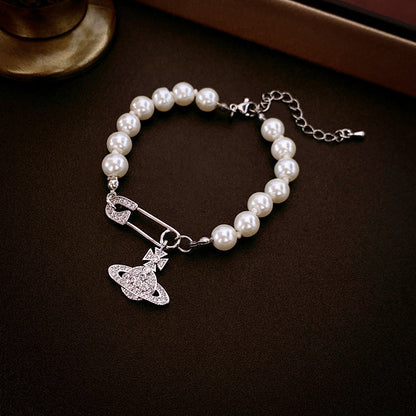Planet Pearl Pin Necklace & Bracelet Set – Celestial Jewelry