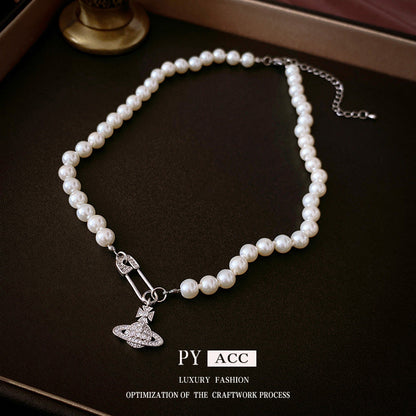Planet Pearl Pin Necklace & Bracelet Set – Celestial Jewelry