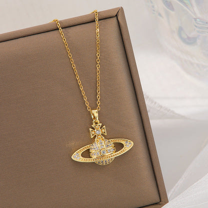 Titanium Steel Saturn Planet Necklace – Affordable Luxury | Gold & Silver