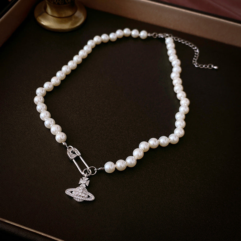 Planet Pearl Pin Necklace & Bracelet Set – Celestial Jewelry