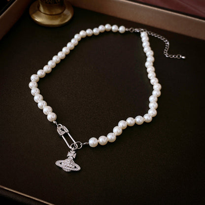 Planet Pearl Pin Necklace & Bracelet Set – Celestial Jewelry
