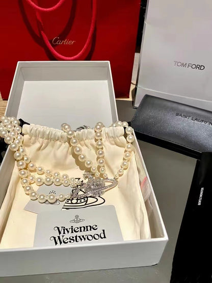 Pearl Beaded Statement Necklace – Queen Mother of the West | Gold & Platinum