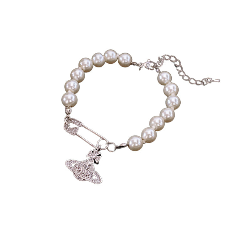 Planet Pearl Pin Necklace & Bracelet Set – Celestial Jewelry