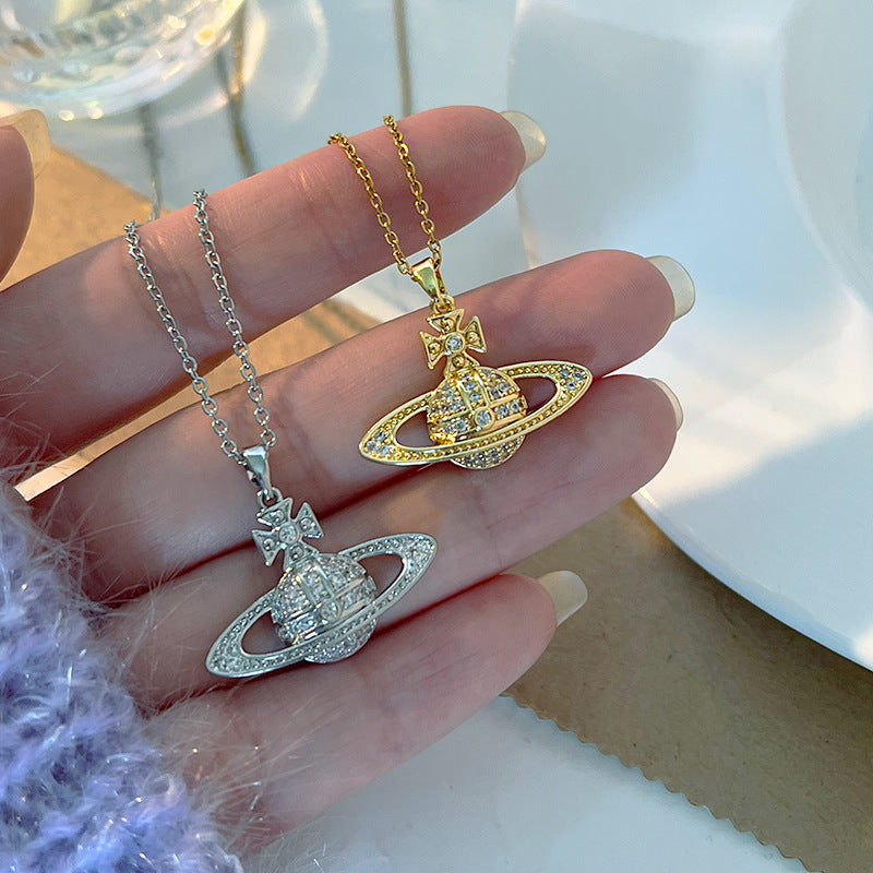 Titanium Steel Saturn Planet Necklace – Affordable Luxury | Gold & Silver