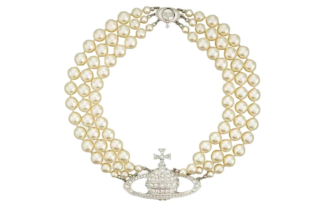 Pearl Beaded Statement Necklace – Queen Mother of the West | Gold & Platinum