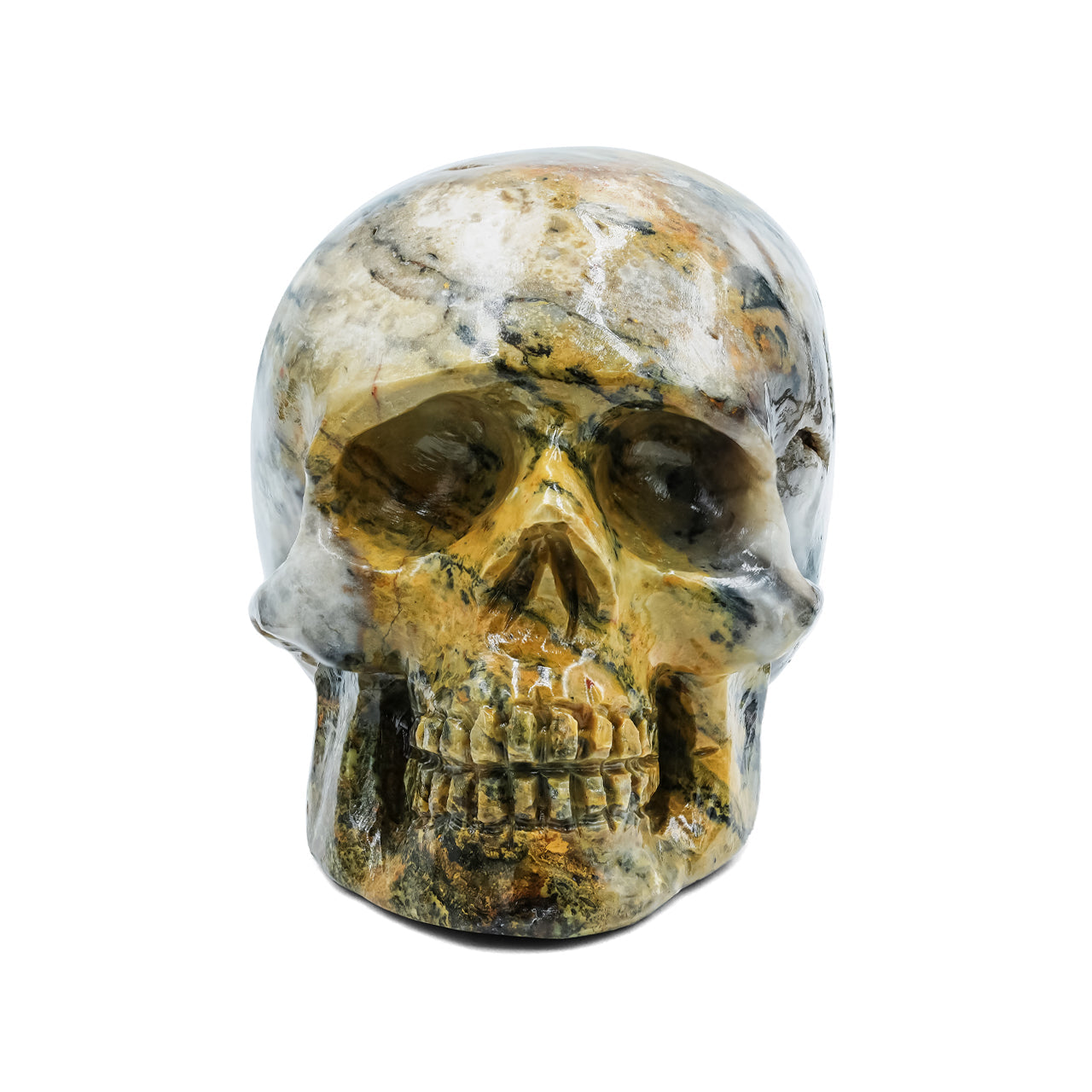 Hand-Carved Bumblebee Jasper Skull 2,550 cts - 1 Piece – RP - Regular Price