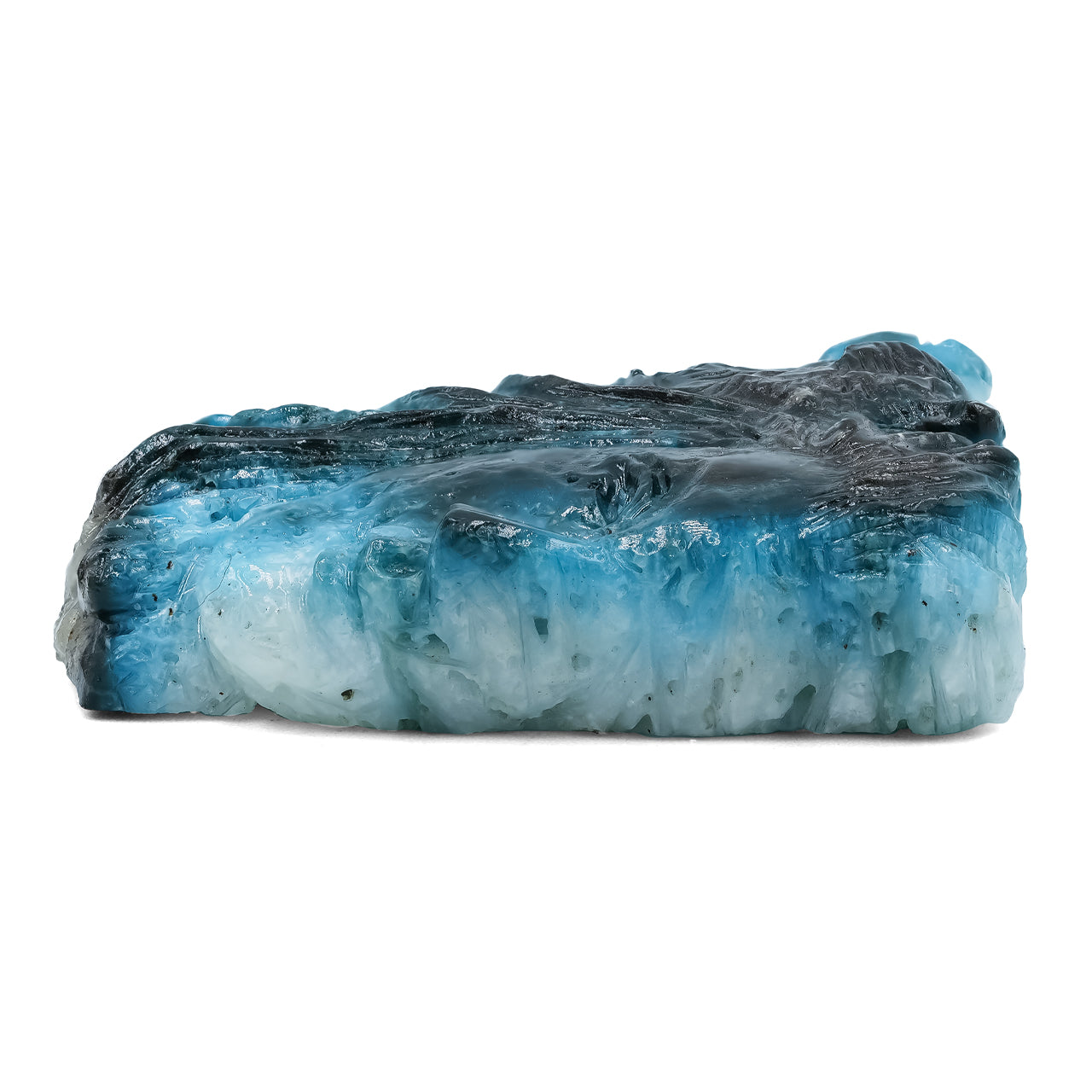 Hand Carved Blue Ice Woman and Animal Face Carving 128 cts - 1 Piece – RP - Regular Price