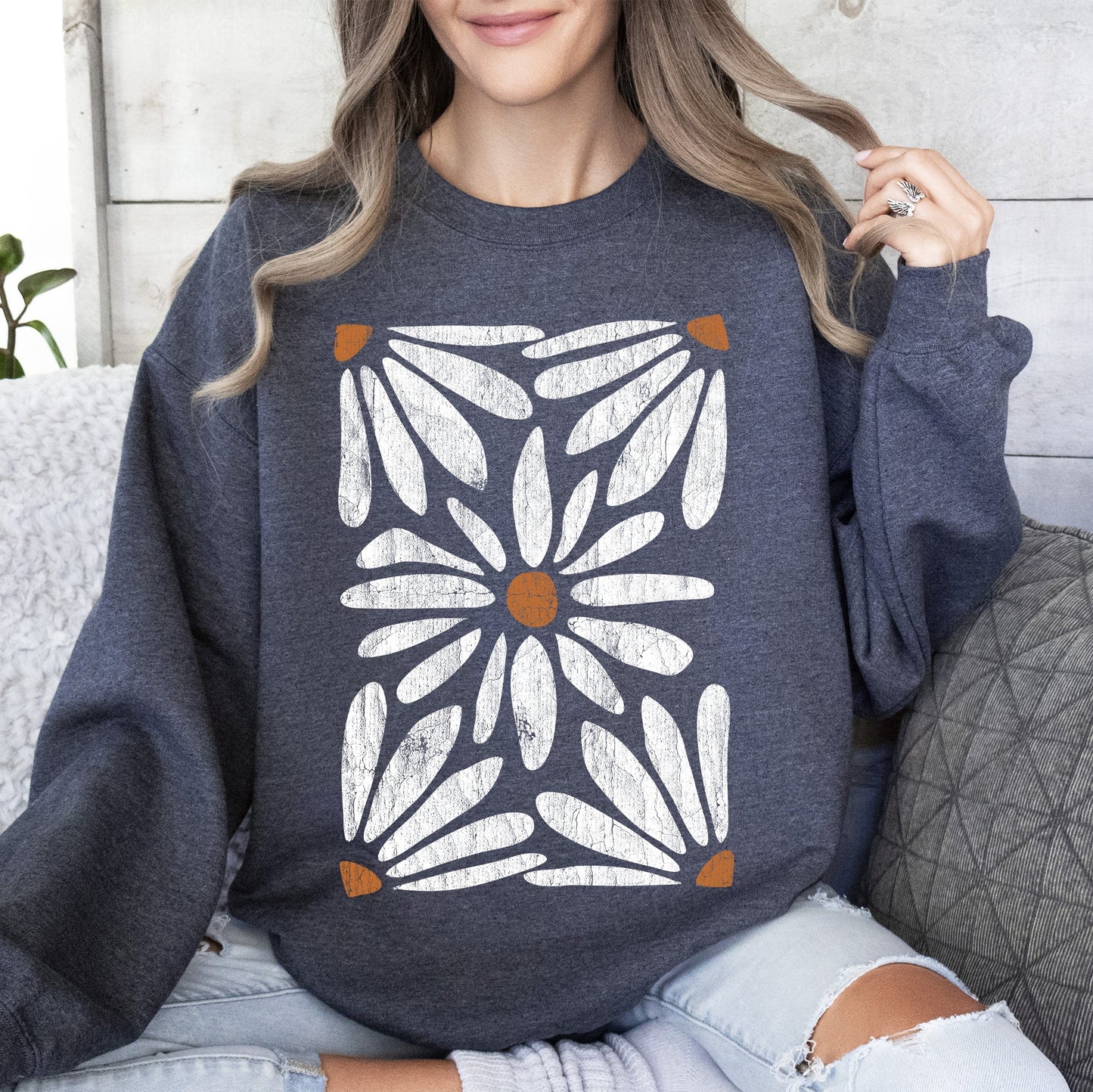Boho Daisy Floral Sweatshirt