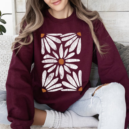 Boho Daisy Floral Sweatshirt