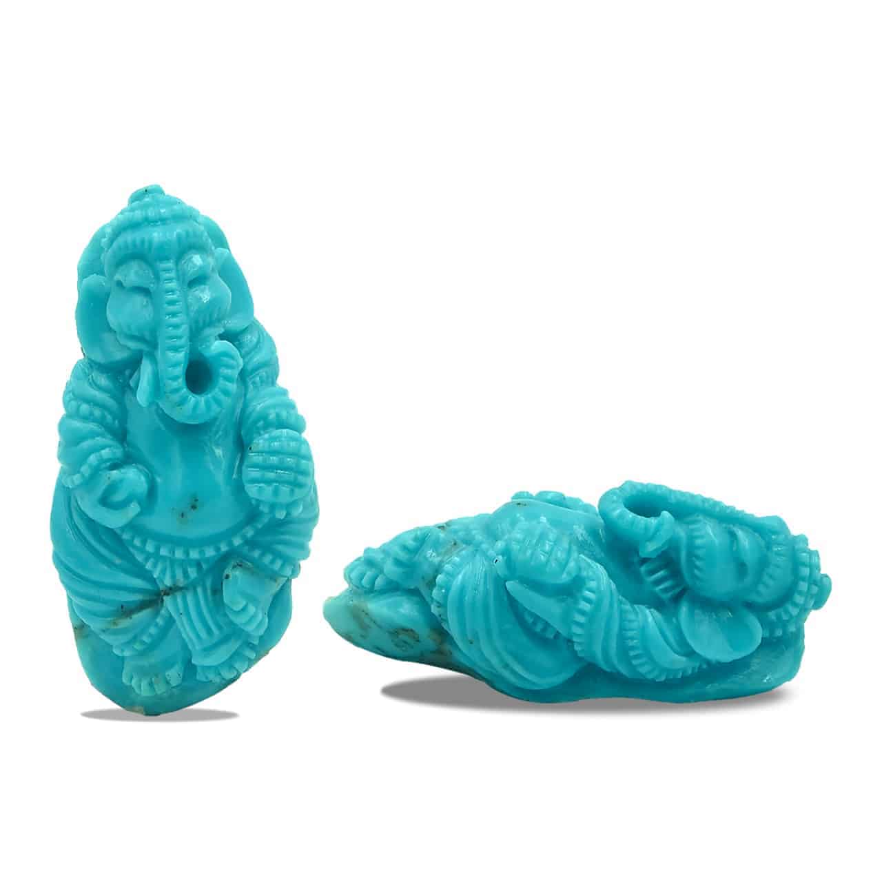 Hand Carved Turquoise Ganesh 50ct - 1 Piece – RP - Regular Price