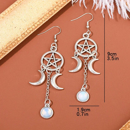 Pentacle Moon Crystal Earrings