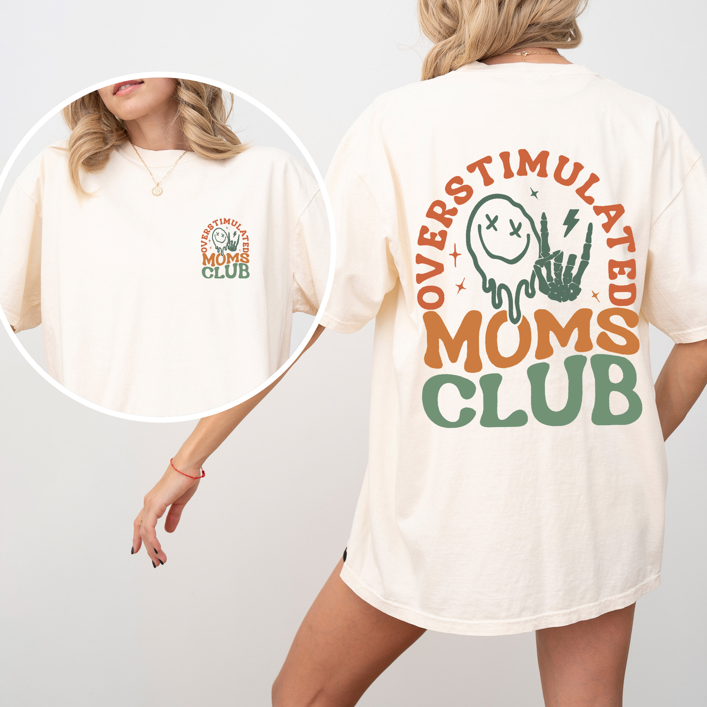 Overstimulated Mom's Club, Trend, Mama, Mother, Funny Mom, Comfort Colors T-Shirt – Ivory Cream T-Shirt
