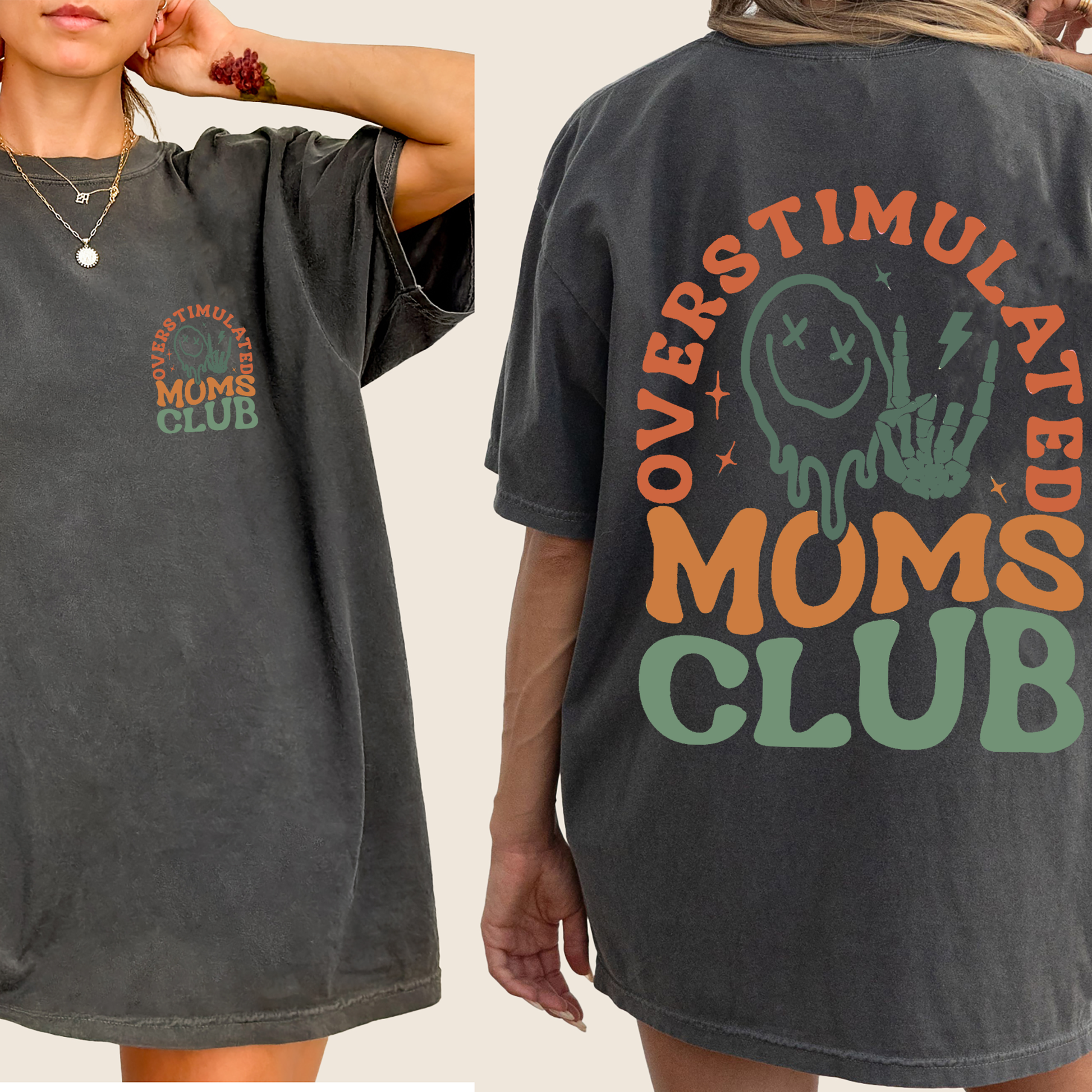 Overstimulated Mom's Club, Trend, Mama, Mother, Funny Mom, Comfort Colors T-Shirt – Pepper Dark Gray T-Shirt