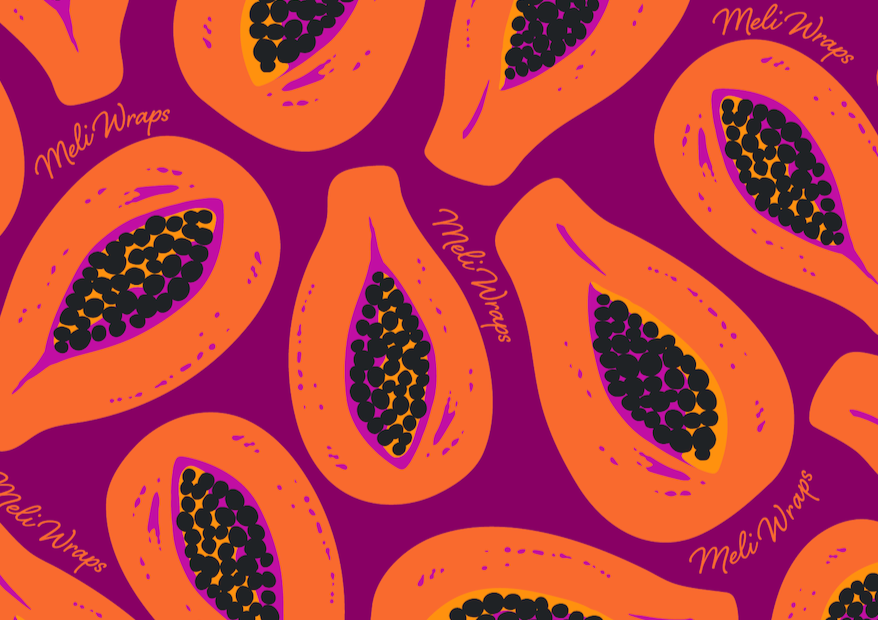 BULK ROLL Beeswax Wrap - Purple Papaya Print