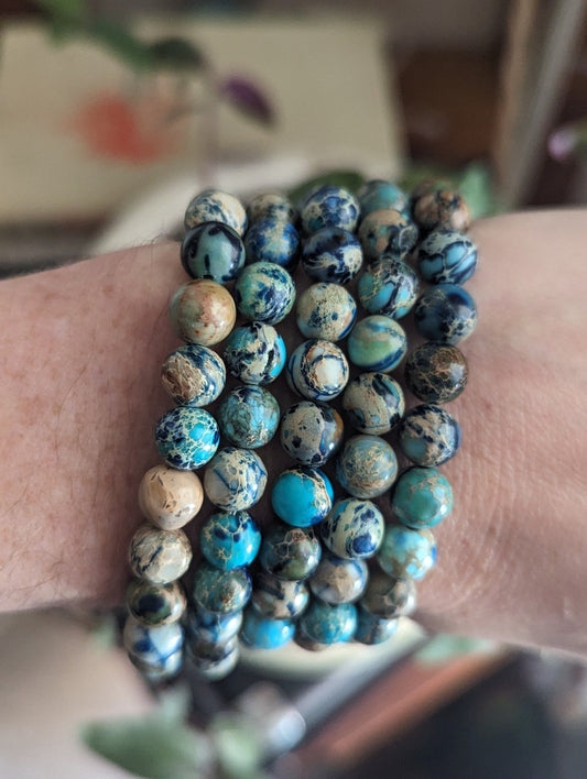 Blue Sea Sediment Jasper Bracelets (Various Sizes Available)