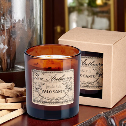 9 oz Palo Santo Artisan Amber Glass Candle