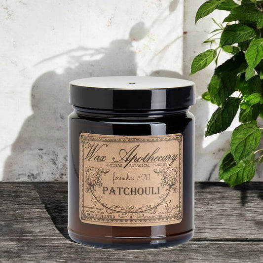 6 oz Botanical Candle in Amber Glass Jar - Patchouli – Candle