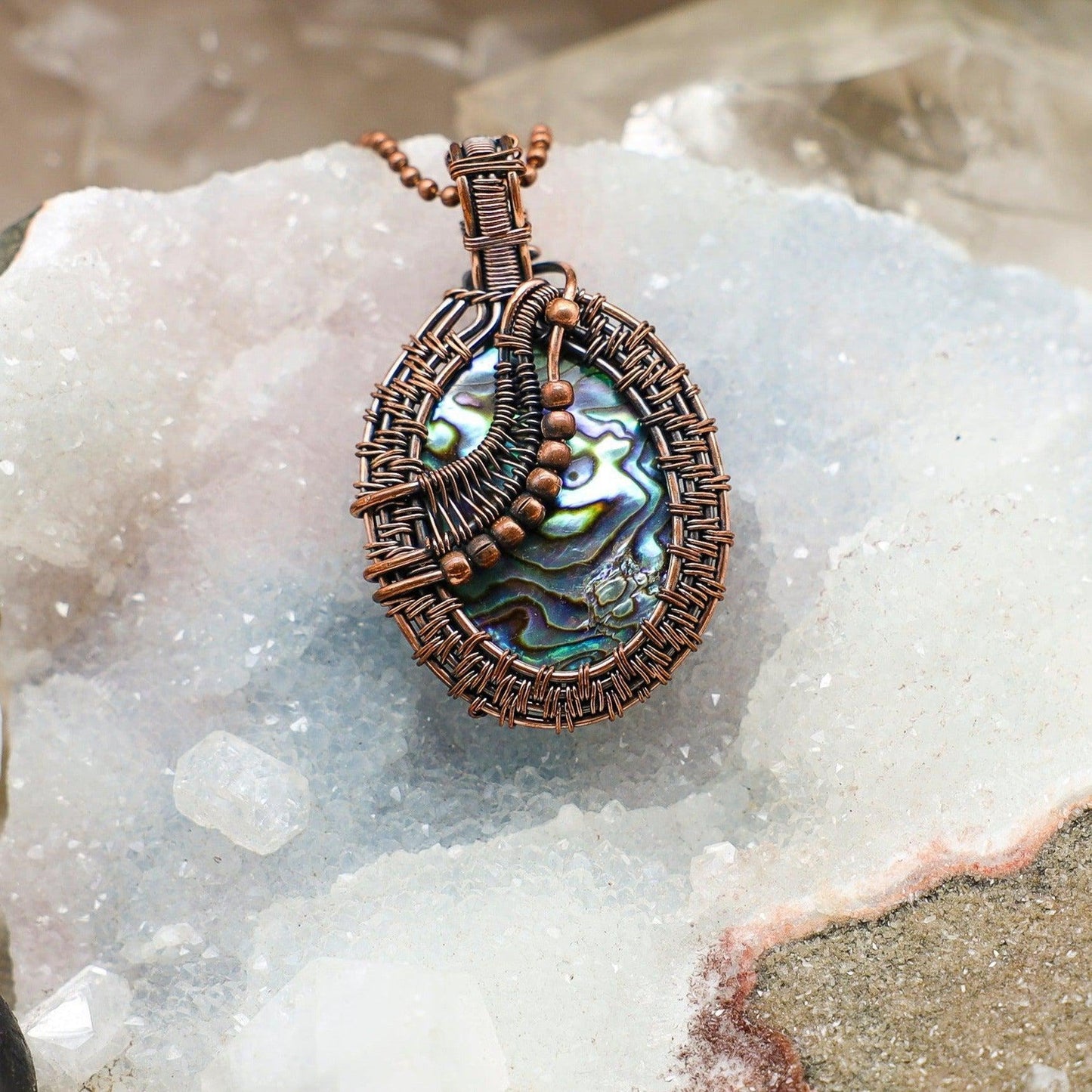 Paua Abalone Shell Wire Wrap Crystal Pendant – Wire Wraps