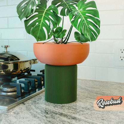Modern Pedestal Planter, Two-Piece Plant Pot