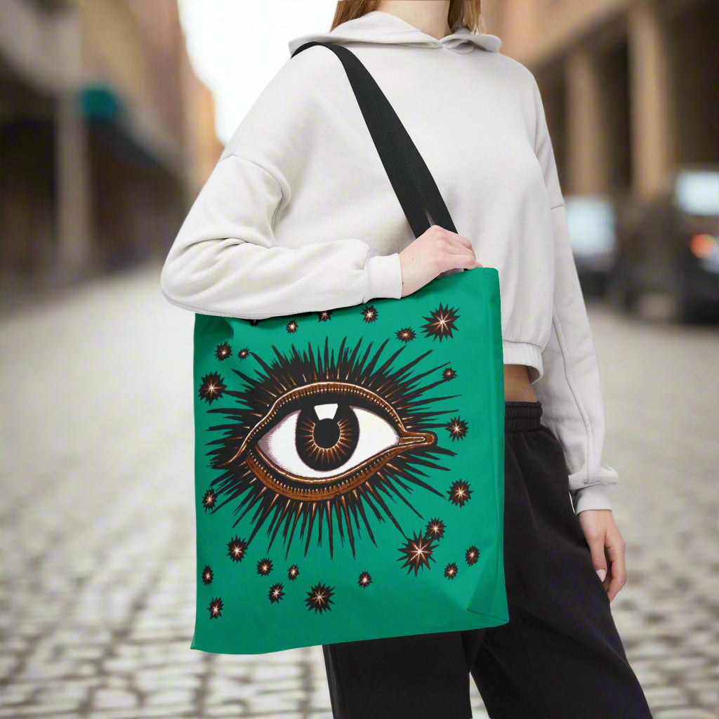 "All Seeing Eye" (Teal) Heavy-Duty Canvas Tote Bag