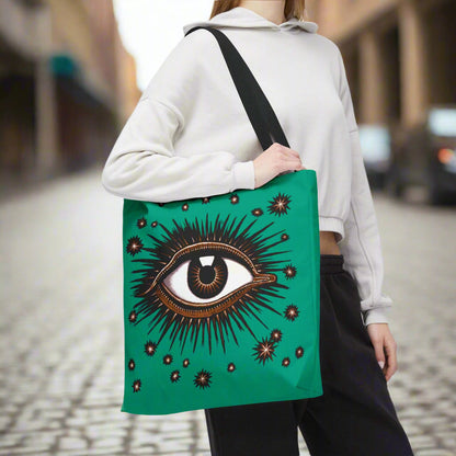 "All Seeing Eye" (Teal) Heavy-Duty Canvas Tote Bag